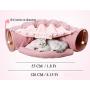 2 in 1 Cat Foldable Tunnel Bed, 50 Inches Removable & Washable Tube Round Cave Nest with Warm Central Mat Cat Toys for Cat Kitty Dog - Pink