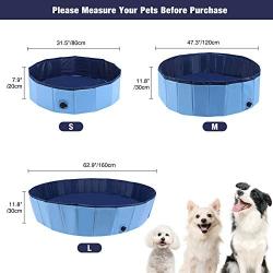 Domaker Foldable Pet Bath Pool,Outdoor PVC Swimming Bathing Tub Kiddie Pool,Collapsible Pet Pool for Dogs Cats Kids Pets,Blue