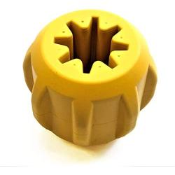 SodaPup ID Gear Dog Toy - Natural Rubber Treat Pocket - Fetch & Dental Chew Toy - Yak Chew Holder - Treat Dispenser - Slow Feeder - Power Chewers - Yellow - Large