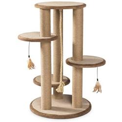 Prevue Pet Products 7150 Kitty Power Paws Multi-Platform Posts with Tassels Cat Scratcher, Natural