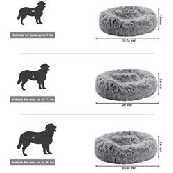 XZKING Donut Cat Bed-Pet Calming Bed,Deep Sleeping Luxury Shag Fuax Fur Donut Cuddler for Puppy Small Dog Bed,Self Warming Indoor Round Pillow Cuddler