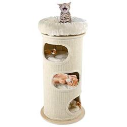 Cat Tower Condo, Cat Tree Furniture Kitten Play House Flannel-Covered Cat Tree Barrel Sturdy and Stable Cat Tree Play Tower