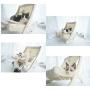 Large Cat Hammock Sturdy Chair Cat Bed with Scratching Pad and Hang Ball Toys, Hanging Soft Pet Bed for Kitten Ferret Pubby,Self Warming Cat Bed Cushion