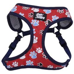 Coastal - Ribbon - Designer Wrap Adjustable Dog Harness, Red with Paws, 3/8'' x 14''-16''