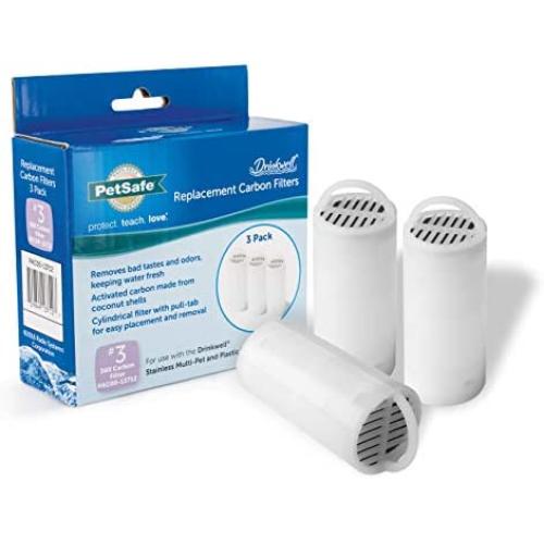 PetSafe Drinkwell Replacement Premium Carbon Filters for the 360 Plastic or Stainless Steel Multi-Pet Dog and Cat Water Fountains, 3 Pack - PAC19-14356, or 12 Pack - PAC00-16152
