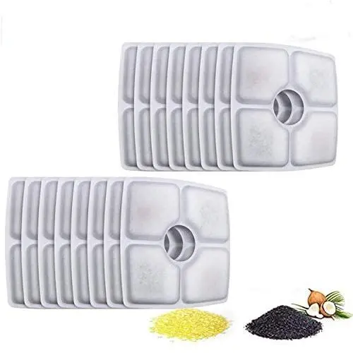 Pet Fountain Filters Replacement for 84oz/2.5L Automatic Cat Water Fountain Dog Water Dispenser, Ion Exchange Resin and Coconut Activated Carbon Replacement Filter For Cat&Dog Water Fountain (16 pack)