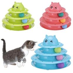 PICKME Pet Interactive Fun Roller Exerciser 3 Level Tower of Tracks Cat Teaser Ball Toy