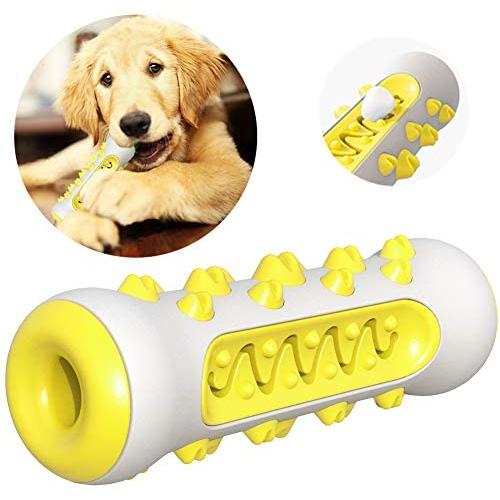 FULNEW Dog Toothbrush Chew Toys Dog Teeth Cleaning Puppy Dental Care Brushing Stick Dog Chew Bones Bite Resistant for Dogs Oral Care (Yellow)