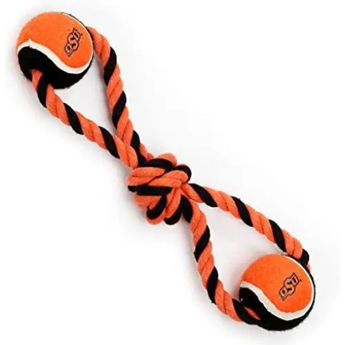 Pet Goods Manufacturing Oklahoma State Cowboys Double Ball with Dog Toy Rope Pet Goods Manufacturing Oklahoma State Cowboys Double Ball with Dog Toy Rope