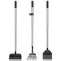 Dog Pooper Scooper Set, 3 Pack Adjustable 57.1 Inches Long Handle Metal Tray, Rake and Spade Poop Scoop for Waste Removal, No Bending Clean Up for Large and Small Dog - (Bonus 2 bags and hold bag)