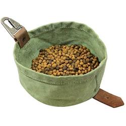 Hide & Drink Travel Dog Food & Water Bowl Handmade Waxed Canvas