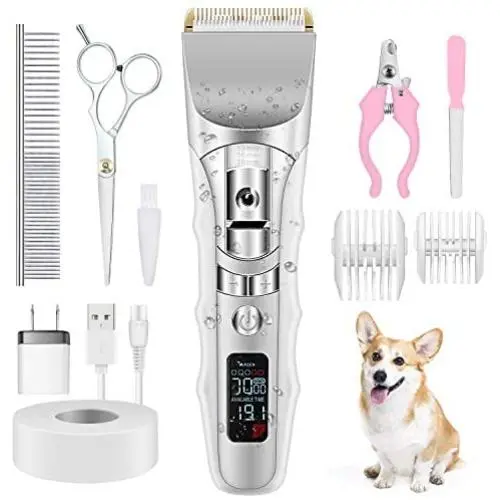 Dog Clippers, Professional Dog Grooming Clipper 5-Speed Low Noise Electric Hair Clippers High Power Rechargeable Cordless Pet Grooming Kit Tools for Small Large Dogs Cats Pets with Thick Heavy Coats Dog Clippers, Professional Dog Grooming Clipper 5-Speed Low Noise Electric Hair Clippers High Power Rechargeable Cordless Pet Grooming Kit Tools for Small Large Dogs Cats Pets with Thick Heavy Coats