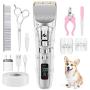 Dog Clippers, Professional Dog Grooming Clipper 5-Speed Low Noise Electric Hair Clippers High Power Rechargeable Cordless Pet Grooming Kit Tools for Small Large Dogs Cats Pets with Thick Heavy Coats