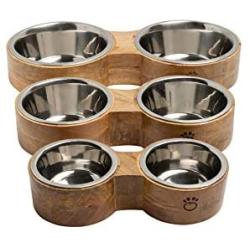 Brave Bark Figure 8 Feeder - Premium Dog and Cat Double Bowl Comes with 2 Stainless Steel Inserts Perfect for Food and Water (Large)