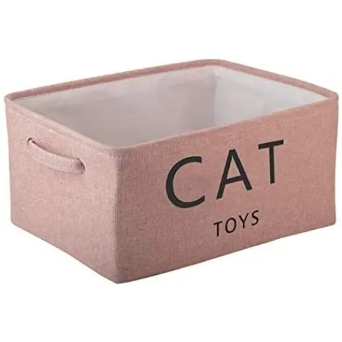 Brabtod Linen Pet Toy and Accessory Storage Bin with Handles, Organizer Storage Basket for Pet Toys, Blankets, Leashes and Embroidered Dog Toys CAT Toys Brabtod Linen Pet Toy and Accessory Storage Bin with Handles, Organizer Storage Basket for Pet Toys, Blankets, Leashes and Embroidered Dog Toys CAT Toys