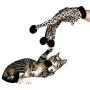 Pet Toy Cat Teaser Gloves, Ji Speed Cat Kitten Play& Scratching Gloves With Plush Balls, Leopard Pattern Funny Cat Kitten Interactive Toy 5 Fingers, 1 Pair