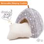 PEOPLE&PETS Pet Soft Tent Cave Bed for Cats and Small Dogs, 2 in 1 Foldable Triangle Cat Bed Hut Tent House with Removable Cushion, Stars Pattern