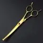 Freelander 6 PCS Pet Grooming Scissors Kit With round head, 7 inch Gold Used for Dog or Cat with Cutting Scissors, Thinning Shear, Curved Scissors, Grooming Comb