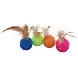 JpGdn 1Set/18pcs Cat Spring Toy Kitten Ball with Feather Spring Tube Coil for Indoor Cat Pet Colorful Stretchable Interactive Play Toy Set