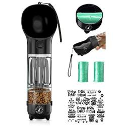 Treat Yo Paws 3 in 1 Dog Water Bottle,Treats Cup & Waste Bags Dispenser (2 Bags & Stickers Included) 19 OZ Leak Proof for Hiking & Outdoors.