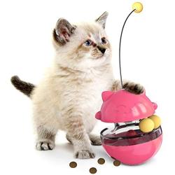 WLHOPE Cat Tumbler Toy Ball Tumbler Funny Cat Toy Interactive with Puzzle Chasing Playing Eating Slow Food Feeder Suitable for Various Cat Entertainment Activities (Magenta)