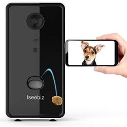 Iseebiz Smart Pet Camera, [Upgraded] Dog Camera Treat Dispenser, 2-Way Audio, 1080P Night Vision Camera, App Control Tossing, Multi Devices Login, Compatible with Alexa, Play with Your Dogs and Cats