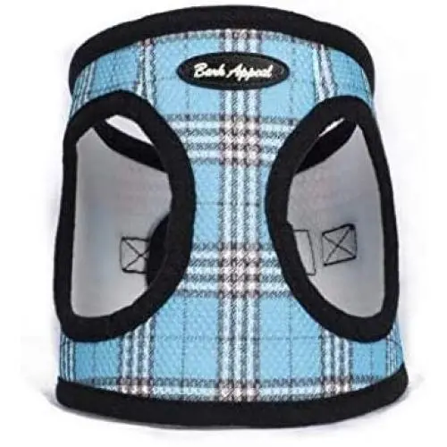 Dog Harness: Bark Appeal Step in Plaid Mesh EZ Wrap, Large 19'' to 22'', Light Blue Dog Harness: Bark Appeal Step in Plaid Mesh EZ Wrap, Large 19'' to 22'', Light Blue