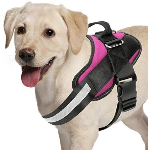 Adjustable Dog Harness, No Pull Dog Harness Outdoor Vest with Easy Control Handle, Hook and Front Reflective Straps - No More Pulling, Tugging or Choking for Small Medium Large Dogs