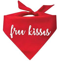 Free Kisses Valentines Day Dog Bandana (Assorted Colors)