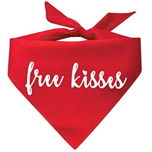 Free Kisses Valentines Day Dog Bandana (Assorted Colors)