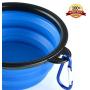 MXZONE 3 Collapsible Silicone Dog Bowl, Foldable Expandable Cup Dish for Small Pet Cat Food Water Feeding Portable Travel Bowl, Free Pet ID-Tag