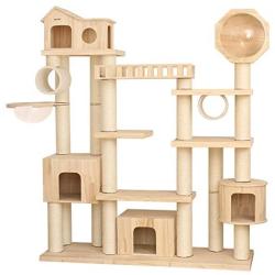 Cat Trees Tower Condo Tower Cat Climbing Frame Cat Scratch Tree Towers Amusement Tower Tree Wooden Huts Lounger Sleeping Cat Bed Cozy and Comfortable Multi-Level Apartment Run-anmy20200325