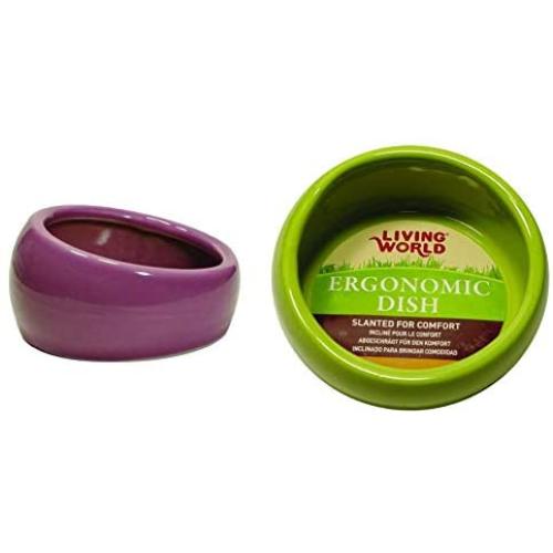Living World Ergonomic Small Animal Food Dish - for Rabbits, Guinea pigs, Gerbils, and Ferrets