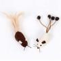 Cat Toys 2 Pack Interactive Fun Plush Mice Ribbon Feather Ball Pick Characters