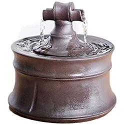 THMY Portable Ceramic Pet Water Fountain for cat Dogs - Cat Drinking Dispenser Automatic Circulation Flow Water Feeder Super Quiet 1.5L (Color : Brown)