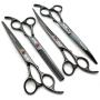 7.0in Titanium Professional Dog Grooming Scissors Set,Straight & Thinning & Curved Scissors 4pcs Set for Dog Grooming (Bright Black) 7.0in Titanium Professional Dog Grooming Scissors Set,Straight & Thinning & Curved Scissors 4pcs Set for Dog Grooming (Bright Black)