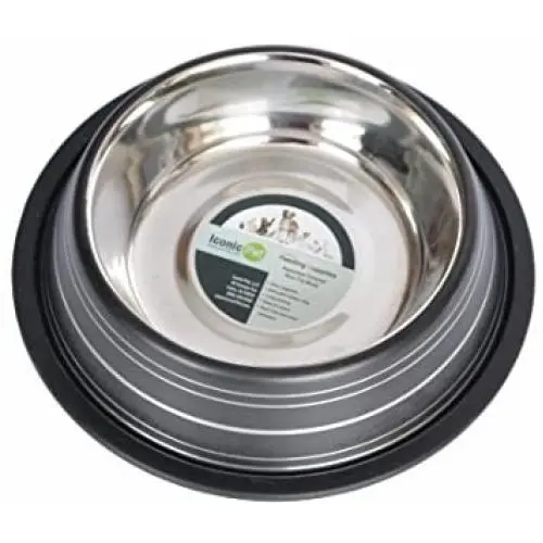 Iconic Pet Color Splash Stripe Non-Skid Pet Bowl, 16-Ounce, Black Iconic Pet Color Splash Stripe Non-Skid Pet Bowl, 16-Ounce, Black