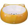 Wyxy Ceramic cat Bowls for Food and Water, Feed Bowl with Cute cat face, Suitable for Puppies, Cats and Rabbits, Microwave and Dishwasher Safe, Yellow