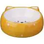 Wyxy Ceramic cat Bowls for Food and Water, Feed Bowl with Cute cat face, Suitable for Puppies, Cats and Rabbits, Microwave and Dishwasher Safe, Yellow