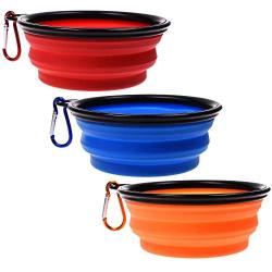 Cosmos 3 Pack Silicone Portable Collapsible Folding Dog Bowl for Pet Cat Food Water Feeding
