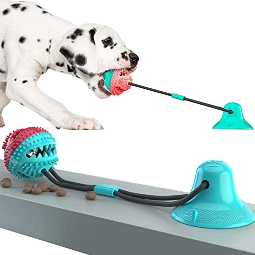 AIFUSI Dog Pet Chew Toys for Aggressive Chewers Suction Cup Dog Toy with Rope Tug-of-War, Puppy Molar Bite Toy with Bell for Boredom, Teething, and Cleaning- Interactive Dog Toy