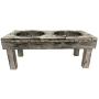 Huntley Pet Berjen Table Elevated Double Bowl Pet Feeder, White Wash