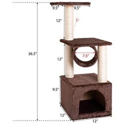 Waful 36'' Solid Cute Sisal Rope Plush Cat Climb Tree Cat Tower