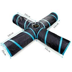 QERNTPEY Pet Toy Cat Tunnel 4 Way Pet Play Tunnel Collapsible Tunnel Toy for Cats Dogs Rabbits Pets Toy Interact with Pets