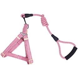 YIMUMU Dog Harness Leash Set for Small Puppy & Medium Breed Dogs No-Pull Adjustable Halter Harnesses for Pet Cats, Heavy Duty Neck Chest Strap Perfect Accessories for Walking Trainin Dogs, Pink