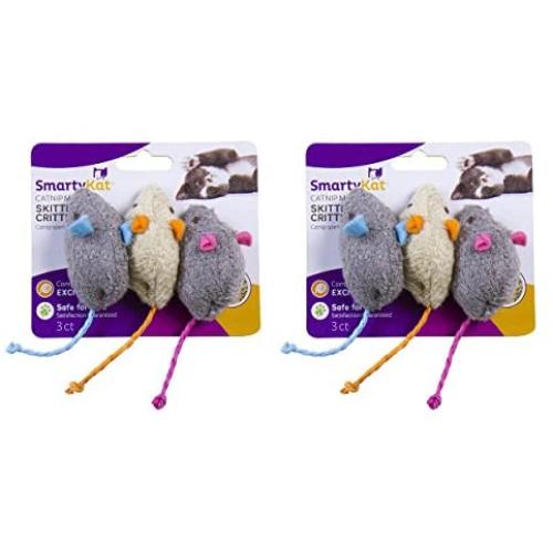 SmartyKat Skitter Critters Cat Toy Catnip Mice, 6-Pack