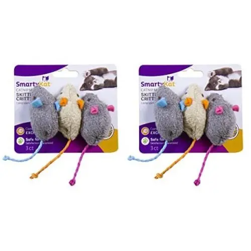 SmartyKat Skitter Critters Cat Toy Catnip Mice, 6-Pack