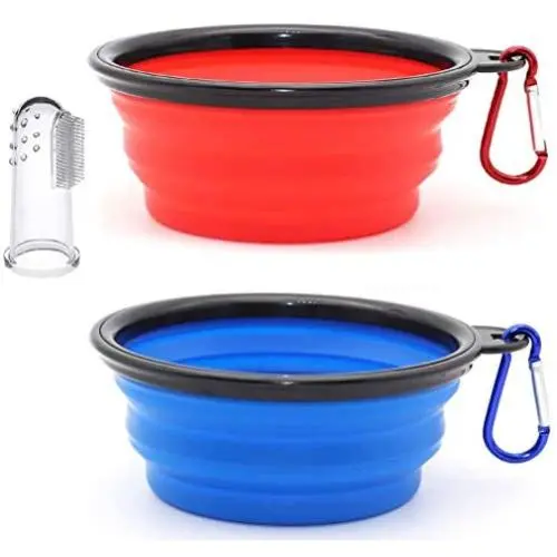 ChiChe Collapsible Dog Bowl Color Matched Carabiner Clip, Foldable Bowls for Pet Cats Dogs Food Water Feeding