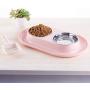 MXCELL Double Dog Cat Bowls Premium Stainless Steel Pet Bowls with No-Spill PP Station, Food Water Feeder for Cats and Small Dogs