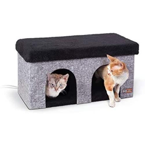 Thermo-Kitty Playhouse & Duplex Heated Cat House & Cat Scratcher